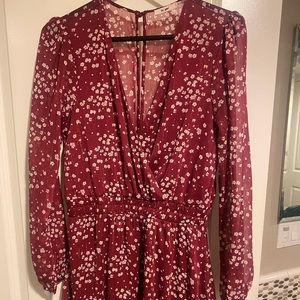 Mi Ami wrap mini dress with sheer sleeves